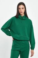 Kadın Norah Yakası Detaylı Regular Fit Sweatshirt - Orman