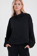Kadın Norah Yakası Detaylı Regular Fit Sweatshirt - Siyah