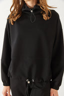 Kadın Norah Yakası Detaylı Regular Fit Sweatshirt - Siyah