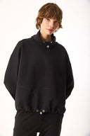 Kadın Norah Yakası Detaylı Regular Fit Sweatshirt - Siyah