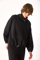 Kadın Norah Yakası Detaylı Regular Fit Sweatshirt - Siyah