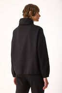 Kadın Norah Yakası Detaylı Regular Fit Sweatshirt - Siyah