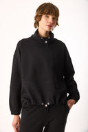 Kadın Norah Yakası Detaylı Regular Fit Sweatshirt - Siyah