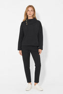 Norah Yakası Detaylı Regular Fit Sweatshirt-Siyah