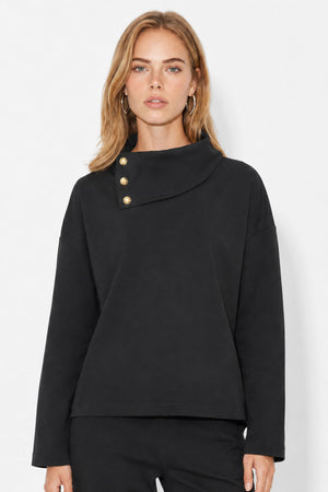 Norah Yakası Detaylı Regular Fit Sweatshirt-Siyah
