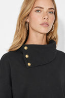 Norah Yakası Detaylı Regular Fit Sweatshirt-Siyah