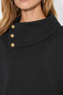 Norah Yakası Detaylı Regular Fit Sweatshirt-Siyah