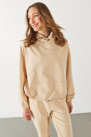 Kadın Norah Yakası Detaylı Regular Fit Sweatshirt - Taş