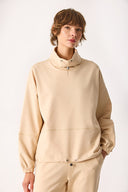 Kadın Norah Yakası Detaylı Regular Fit Sweatshirt - Taş