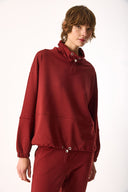 Kadın Norah Yakası Detaylı Regular Fit Sweatshirt - Vişne