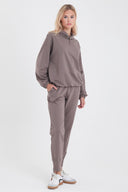 Kadın Norah Yakası Detaylı Regular Fit Sweatshirt - Vizon