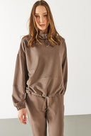 Kadın Norah Yakası Detaylı Regular Fit Sweatshirt - Vizon