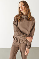 Kadın Norah Yakası Detaylı Regular Fit Sweatshirt - Vizon