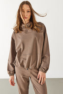 Kadın Norah Yakası Detaylı Regular Fit Sweatshirt - Vizon