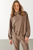 Kadın Norah Yakası Detaylı Regular Fit Sweatshirt - Vizon