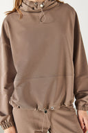 Kadın Norah Yakası Detaylı Regular Fit Sweatshirt - Vizon
