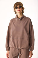 Kadın Norah Yakası Detaylı Regular Fit Sweatshirt - Vizon