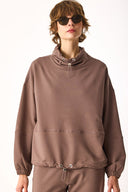 Kadın Norah Yakası Detaylı Regular Fit Sweatshirt - Vizon