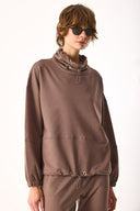 Kadın Norah Yakası Detaylı Regular Fit Sweatshirt - Vizon