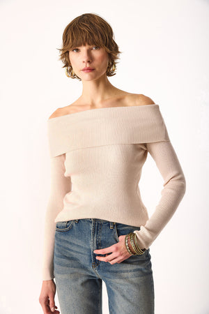 Kadın Omzu Açık Detaylı Triko - Krem