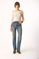 Kadın Omzu Açık Detaylı Triko - Krem