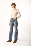 Kadın Omzu Açık Detaylı Triko - Krem