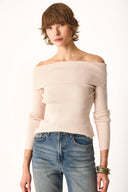 Kadın Omzu Açık Detaylı Triko - Krem