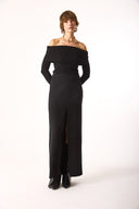 Kadın Omzu Açık Detaylı Triko - Siyah