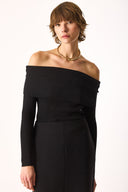 Kadın Omzu Açık Detaylı Triko - Siyah