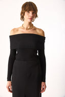 Kadın Omzu Açık Detaylı Triko - Siyah