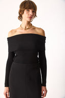 Kadın Omzu Açık Detaylı Triko - Siyah