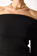 Kadın Omzu Açık Detaylı Triko - Siyah