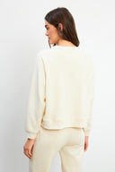 Kadın Önü Kısa Arkası Uzun Balon Kollu Sweatshirt - Kemik