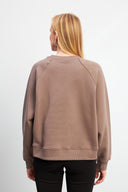 Kadın Önü Kısa Arkası Uzun Balon Kollu Sweatshirt - Vizon