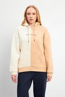 Kadın Parçalı Oversize Sweatshirt - Kemik - Bej