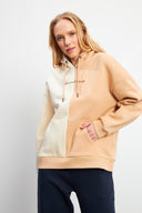 Kadın Parçalı Oversize Sweatshirt - Kemik - Bej