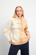 Kadın Parçalı Oversize Sweatshirt - Kemik - Bej