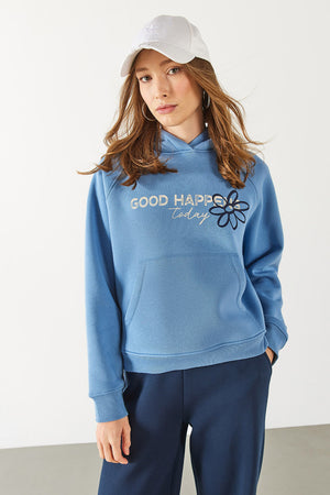 Pasific Baskılı Sweatshirt - MAVİ