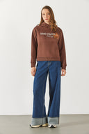 Kadın Pasific Baskılı Sweatshirt - Kahverengi