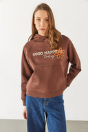 Kadın Pasific Baskılı Sweatshirt - Kahverengi