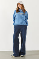 Kadın Pasific Baskılı Sweatshirt - Mavi