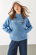 Kadın Pasific Baskılı Sweatshirt - Mavi