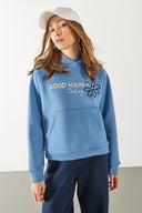 Kadın Pasific Baskılı Sweatshirt - Mavi