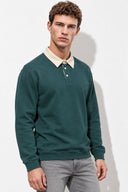 Polo Yaka Sweatshirt %100 Pamuk-Yeşil