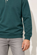 Polo Yaka Sweatshirt %100 Pamuk-Yeşil