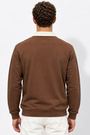 Polo Yaka Sweatshirt %100 Pamuk-Kahverengi