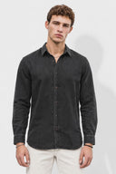 Erkek Black Indigo Lyocell Jean Gömlek-Black Indigo