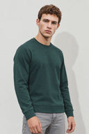 Rich Bisiklet Yaka Regular Fit 3 İplik Basic Sweatshirt-Yeşil
