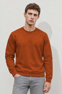 Rich Bisiklet Yaka Regular Fit 3 İplik Basic Sweatshirt-Kiremit