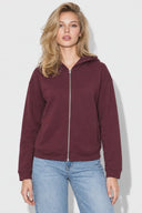 Kadın Grace Kapüşonlu Fermuarlı İnterlok Sweatshirt-Bordo